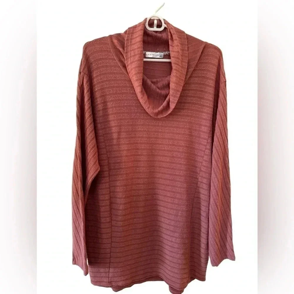 Retrology mauve long sleeved cowl neck sweater